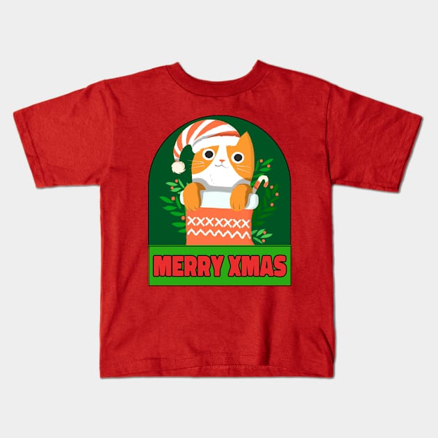 Christmas Cat Lover Christmas Shirt Kids T-Shirt by TayaDesign